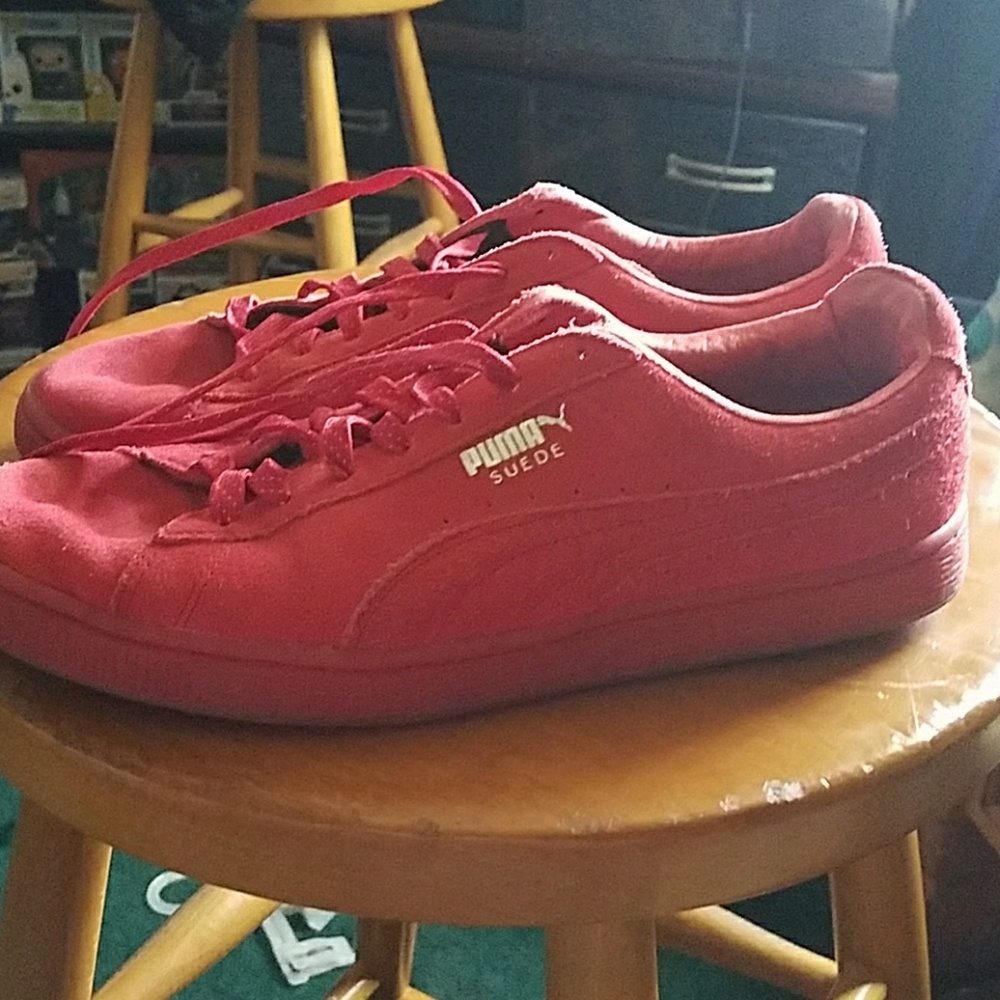 Red puma suede